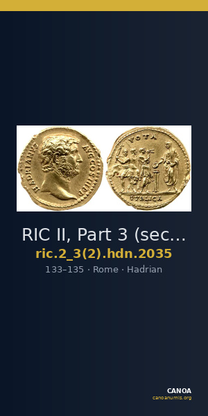 RIC II, Part 3 (second edition) Hadrian 2035 — CANOA