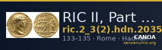 RIC II, Part 3 (second edition) Hadrian 2035 — CANOA