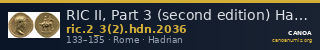 RIC II, Part 3 (second edition) Hadrian 2036 — CANOA