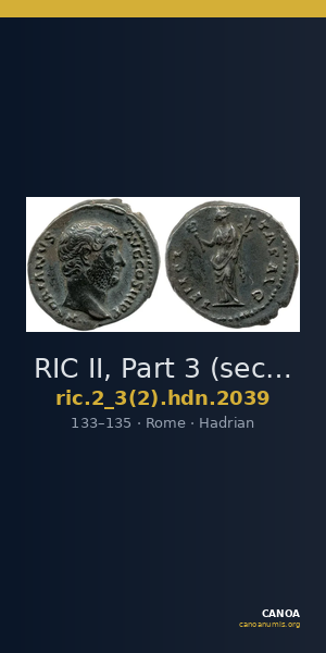 RIC II, Part 3 (second edition) Hadrian 2039 — CANOA