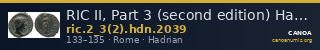RIC II, Part 3 (second edition) Hadrian 2039 — CANOA