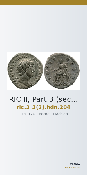 RIC II, Part 3 (second edition) Hadrian 204 — CANOA