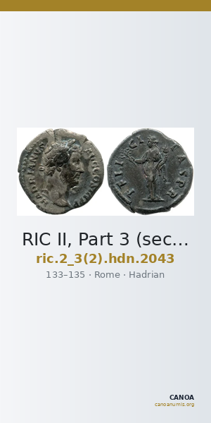 RIC II, Part 3 (second edition) Hadrian 2043 — CANOA