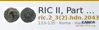 RIC II, Part 3 (second edition) Hadrian 2043 — CANOA