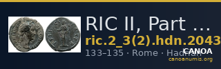 RIC II, Part 3 (second edition) Hadrian 2043 — CANOA