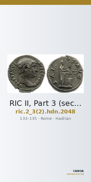 RIC II, Part 3 (second edition) Hadrian 2048 — CANOA