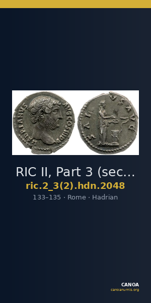 RIC II, Part 3 (second edition) Hadrian 2048 — CANOA