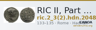 RIC II, Part 3 (second edition) Hadrian 2048 — CANOA