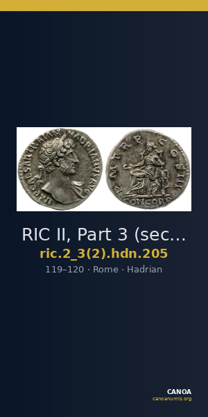 RIC II, Part 3 (second edition) Hadrian 205 — CANOA