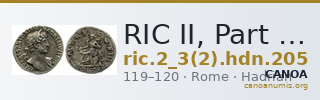 RIC II, Part 3 (second edition) Hadrian 205 — CANOA