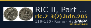 RIC II, Part 3 (second edition) Hadrian 205 — CANOA