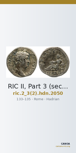 RIC II, Part 3 (second edition) Hadrian 2050 — CANOA
