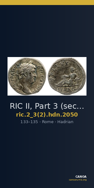 RIC II, Part 3 (second edition) Hadrian 2050 — CANOA