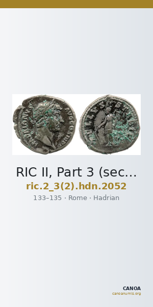 RIC II, Part 3 (second edition) Hadrian 2052 — CANOA