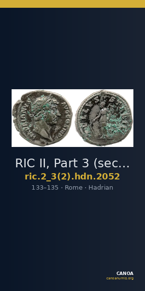 RIC II, Part 3 (second edition) Hadrian 2052 — CANOA