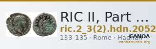 RIC II, Part 3 (second edition) Hadrian 2052 — CANOA