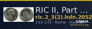 RIC II, Part 3 (second edition) Hadrian 2052 — CANOA