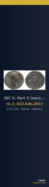 RIC II, Part 3 (second edition) Hadrian 2053 — CANOA