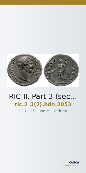 RIC II, Part 3 (second edition) Hadrian 2053 — CANOA