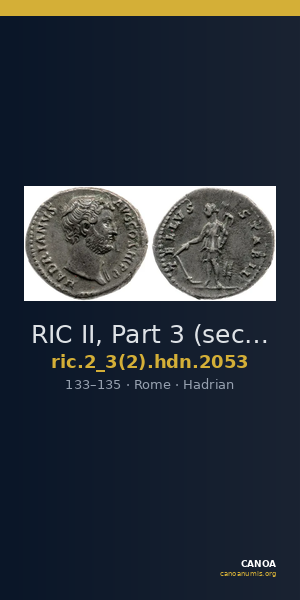 RIC II, Part 3 (second edition) Hadrian 2053 — CANOA