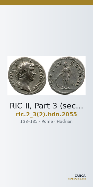 RIC II, Part 3 (second edition) Hadrian 2055 — CANOA