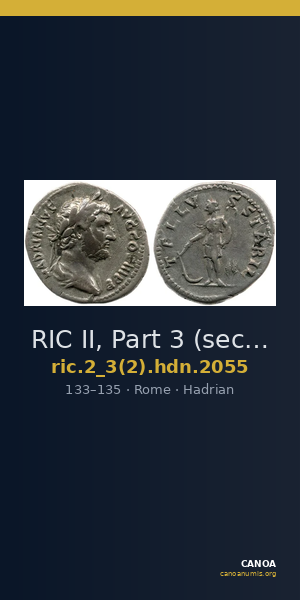 RIC II, Part 3 (second edition) Hadrian 2055 — CANOA