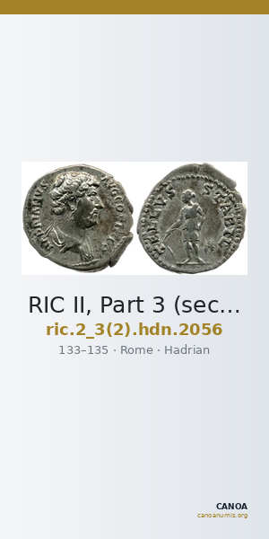 RIC II, Part 3 (second edition) Hadrian 2056 — CANOA