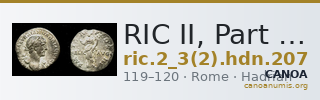 RIC II, Part 3 (second edition) Hadrian 207 — CANOA