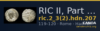 RIC II, Part 3 (second edition) Hadrian 207 — CANOA