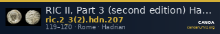 RIC II, Part 3 (second edition) Hadrian 207 — CANOA
