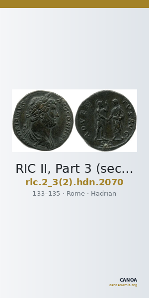 RIC II, Part 3 (second edition) Hadrian 2070 — CANOA