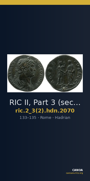 RIC II, Part 3 (second edition) Hadrian 2070 — CANOA