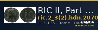 RIC II, Part 3 (second edition) Hadrian 2070 — CANOA