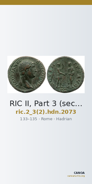 RIC II, Part 3 (second edition) Hadrian 2073 — CANOA