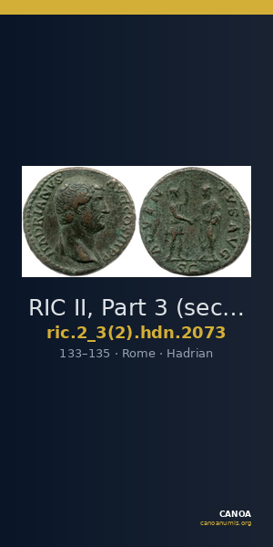 RIC II, Part 3 (second edition) Hadrian 2073 — CANOA