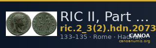 RIC II, Part 3 (second edition) Hadrian 2073 — CANOA