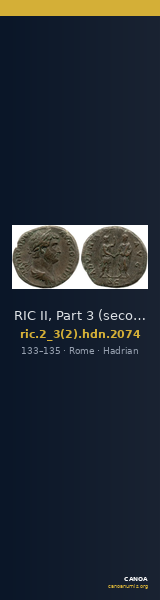 RIC II, Part 3 (second edition) Hadrian 2074 — CANOA