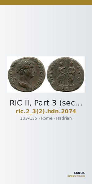 RIC II, Part 3 (second edition) Hadrian 2074 — CANOA