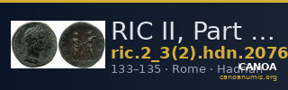 RIC II, Part 3 (second edition) Hadrian 2076 — CANOA