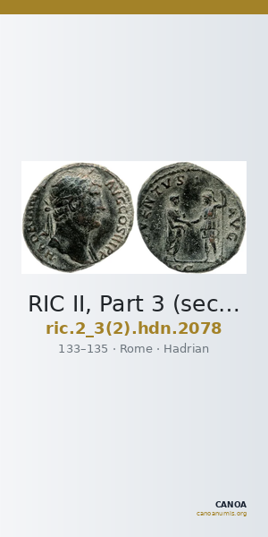 RIC II, Part 3 (second edition) Hadrian 2078 — CANOA