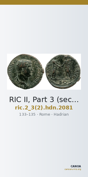 RIC II, Part 3 (second edition) Hadrian 2081 — CANOA