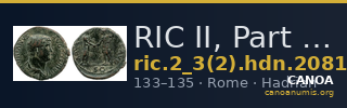 RIC II, Part 3 (second edition) Hadrian 2081 — CANOA