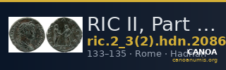 RIC II, Part 3 (second edition) Hadrian 2086 — CANOA