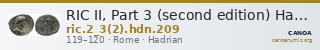 RIC II, Part 3 (second edition) Hadrian 209 — CANOA