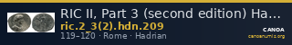 RIC II, Part 3 (second edition) Hadrian 209 — CANOA