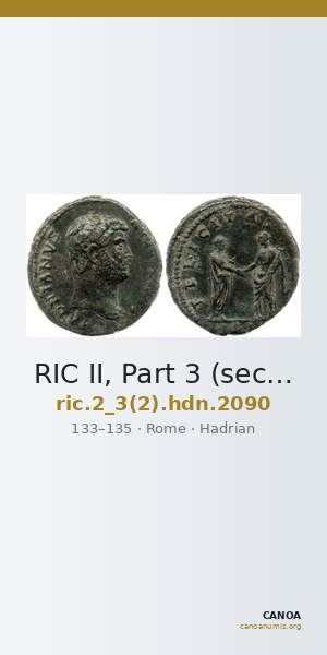 RIC II, Part 3 (second edition) Hadrian 2090 — CANOA