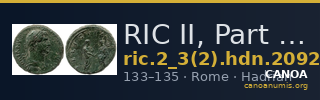 RIC II, Part 3 (second edition) Hadrian 2092 — CANOA