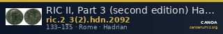 RIC II, Part 3 (second edition) Hadrian 2092 — CANOA