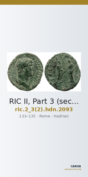 RIC II, Part 3 (second edition) Hadrian 2093 — CANOA
