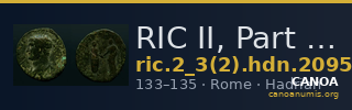RIC II, Part 3 (second edition) Hadrian 2095 — CANOA